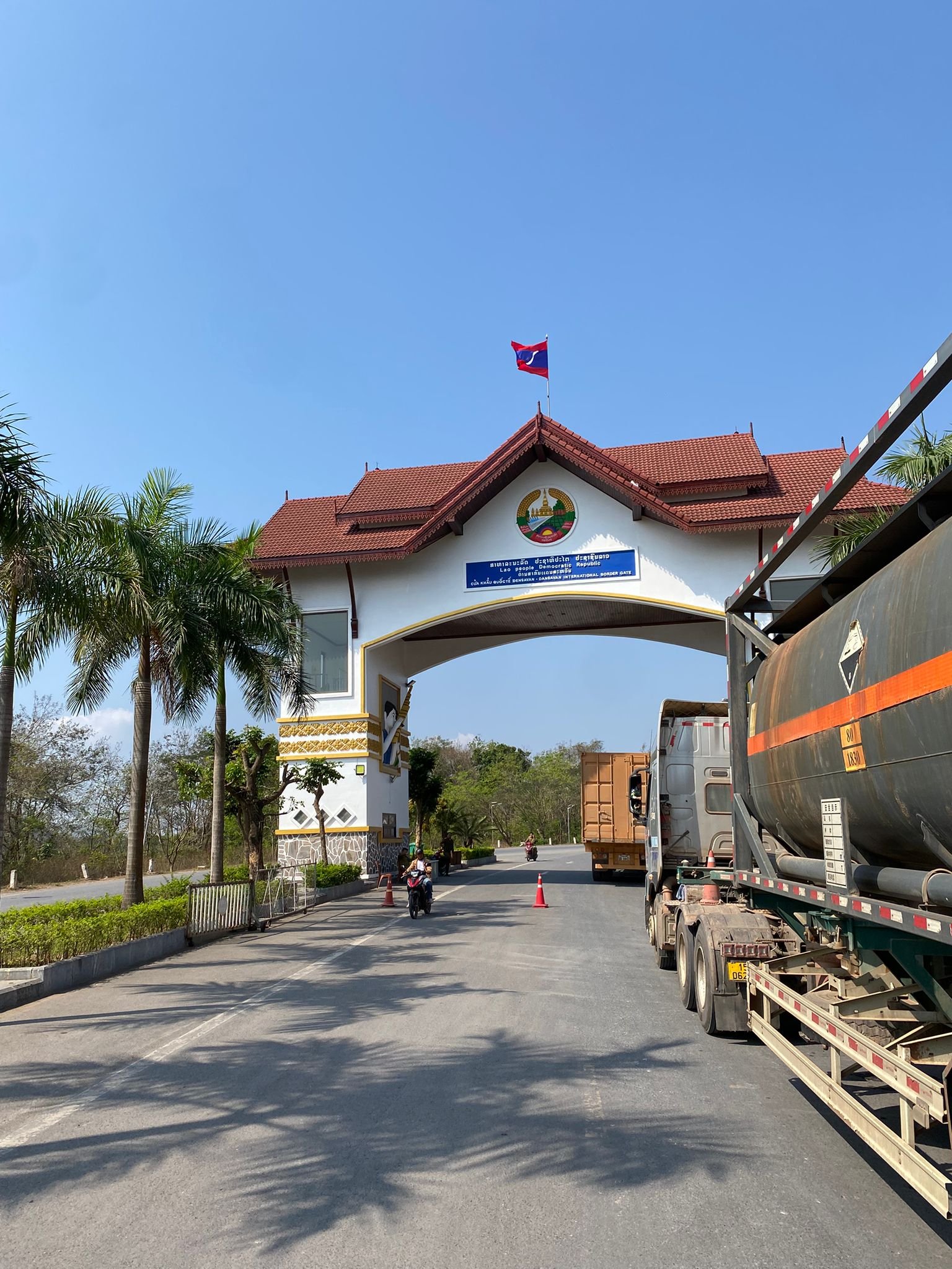 Border gate ahead on the Cambodia frontier